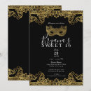 Search for black and gold masquerade party invitations Vintage