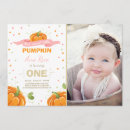 Search for little pumpkin 1st birthday invitations Pink
