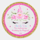 Search for unicorn birthday thank you stickers Gold glitter