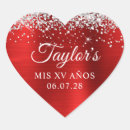 Search for silver and red stickers Quinceanera