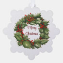 Search for holly wreath ornaments Vintage