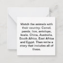 Search for countries note cards Animals