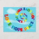Search for peace love and joy postcards Hippie