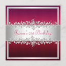Search for red and silver birthday invitations White