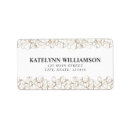 Search for gold floral return address labels White and gold