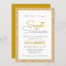 Search for surprise sweet 16 invitations Gold glitter