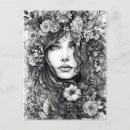 Recherche de dessin femme cartes postales Fleurs
