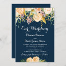 Search for navy blue peach wedding invitations Watercolor flowers