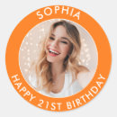 Search for orange birthday stickers Thank you
