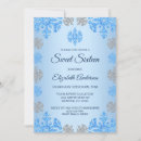 Search for ice blue and silver invitations Snowflake