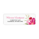 Search for pink flower return address labels Watercolor