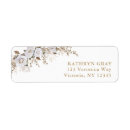 Search for gold floral return address labels White and gold