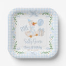 Search for blue gingham plates First birthday