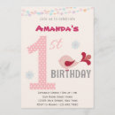 Search for bird 1st birthday invitations Pink