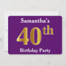 Recherche de purple gold 40th birthday invitations Fête d'anniversaire