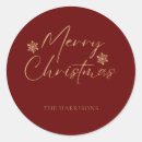Search for red merry christmas stickers Gold foil