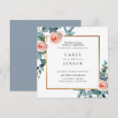 Search for dusty blue and peach wedding invitations Eucalyptus