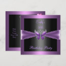 Search for purple black butterfly birthday invitations Party
