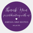 Search for purple round wedding stickers Typography