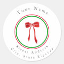 Search for red bow return address labels Minimalist