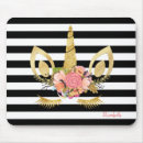 Recherche de licorne noire tapis souris Noir et blanc