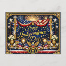 Search for independance postcards Red white and blue