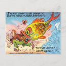 Recherche de pêche drôle cartes postales Vintage