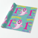 Search for shark birthday wrapping paper Blue
