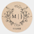 Search for floral wreath monogram wedding stickers Minimalist