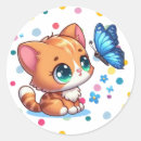 Search for cat and butterflies stickers Kitten