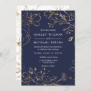 Search for navy blue flowers wedding invitations Gold