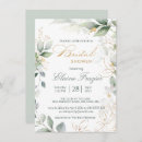 Search for green leaves bridal shower invitations Gold