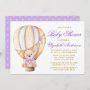 Search for purple teddy bear baby shower invitations Hot air balloon