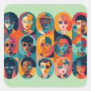 Recherche de portrait abstrait autocollants Moderne
