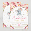 Search for elephant 2nd birthday invitations Cute baby elephant