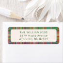 Search for green plaid return address labels Retro