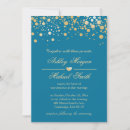 Search for gold confetti wedding invitations Blue