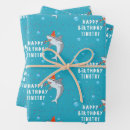 Search for shark birthday wrapping paper Blue