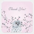 Search for pink owl baby shower stickers Thank you