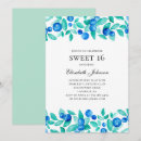 Search for mint sweet 16 invitations Botanical
