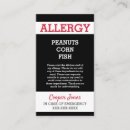 Recherche de allergique cartes visite Allergie alimentaire