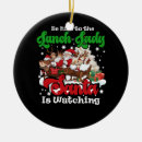 Search for lunch lady ornaments Santa