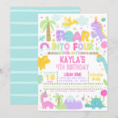 Search for dinosaur 4th birthday invitations Girl