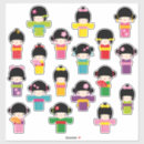 Search for girl doll stickers Kokeshi