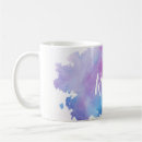 Recherche de pourpre et bleu tasses Aquarelle