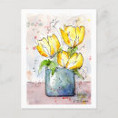 Search for yellow watercolor flowers postcards Vase
