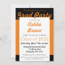 Search for black and orange graduation invitations College