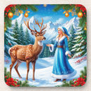 Search for winter snow scene coasters Mountains