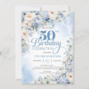 Search for blue flowers birthday invitations Watercolor