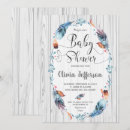 Search for tribal feathers baby shower invitations Rustic